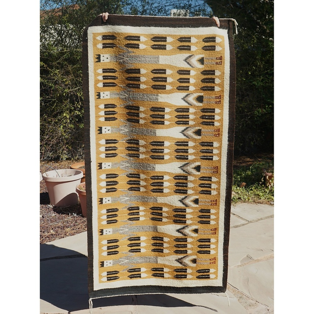 Vintage Navajo Native Indian Yei Bei Che Handwoven Rug - Tight Weave 35" x 66"